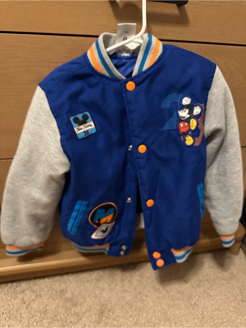 Disney Royal Blue and Orange Mickey Varsity Jacket
